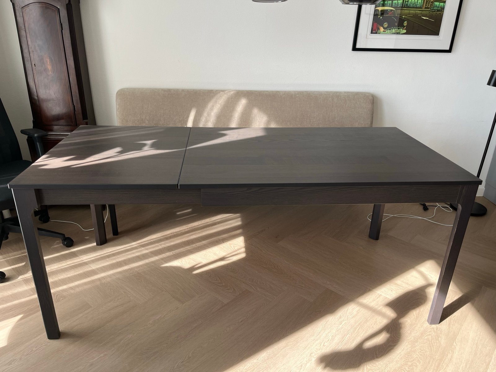 Zwarte inklapbare eettafel voor 8 personen, Ophalen, 50 tot 100 cm, Zo goed als nieuw, Vijf personen of meer