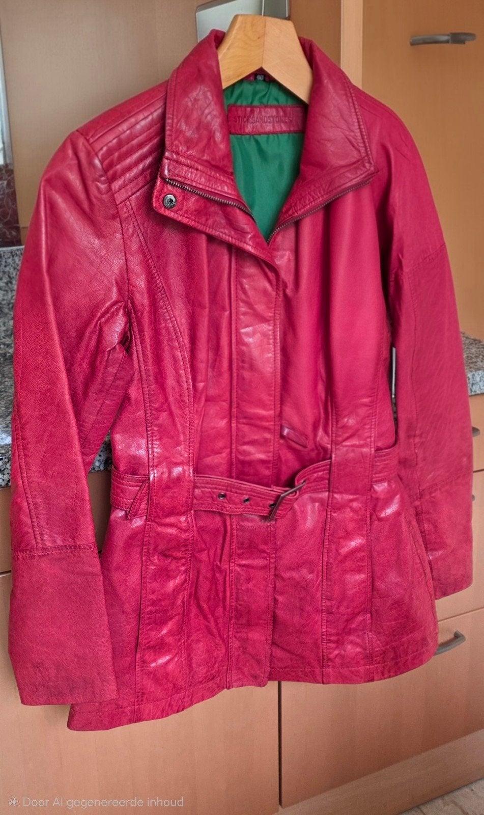 STICKS AND STONES leren jas, rood maat 40, Kleding | Dames, Jassen | Zomer, Maat 38/40 (M), Sticks and Stones, Ophalen of Verzenden