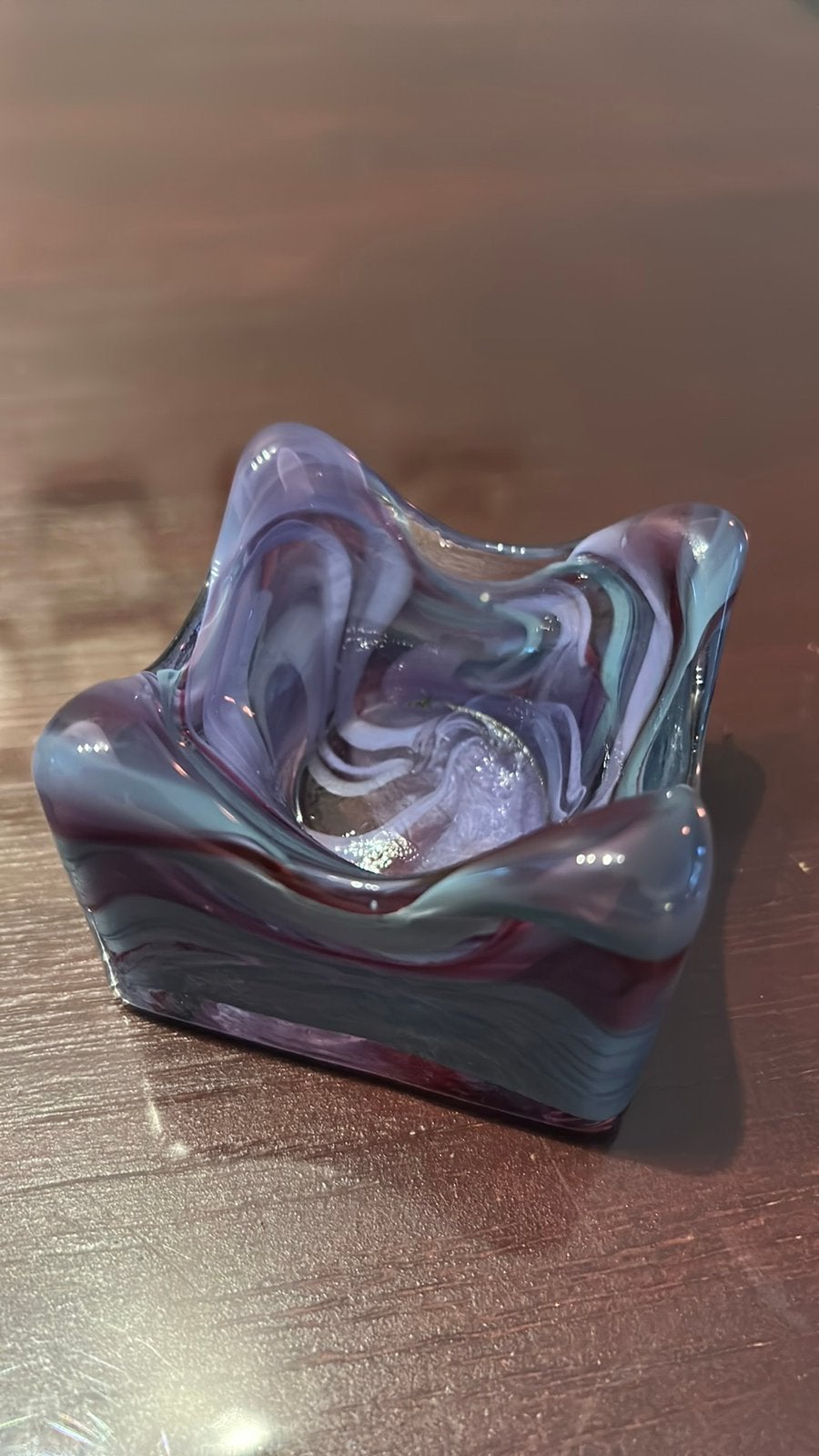 Vintage slag glass asbakje,theelichthouder,schaaltje paars, Ophalen of Verzenden