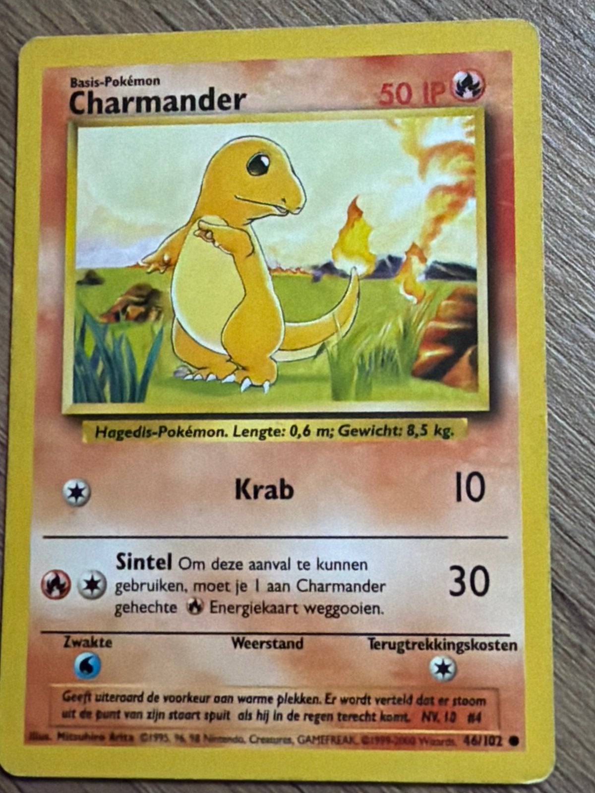 Pokémon Kaart Charmander Basis-Pokémon 50 IP, Ophalen, Gebruikt, Losse kaart
