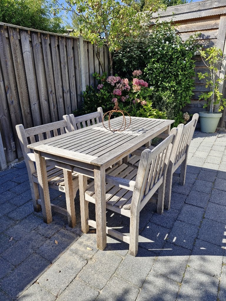 Teak tuinset, Ophalen, 4 zitplaatsen, Gebruikt, Teakhout