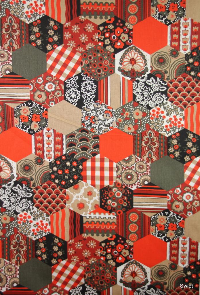 11039 Originele vintage retro stof stoffen gordijnstof Swiet, Overige kleuren, 120 cm of meer, Ophalen of Verzenden, Katoen