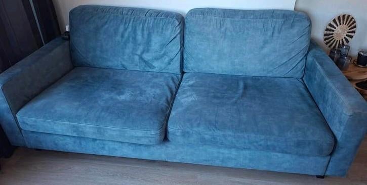 Bankstel 3 en 2 zits. Kleur ocean blue. In goede staat., Ophalen, Gebruikt, 75 tot 100 cm, 200 tot 250 cm