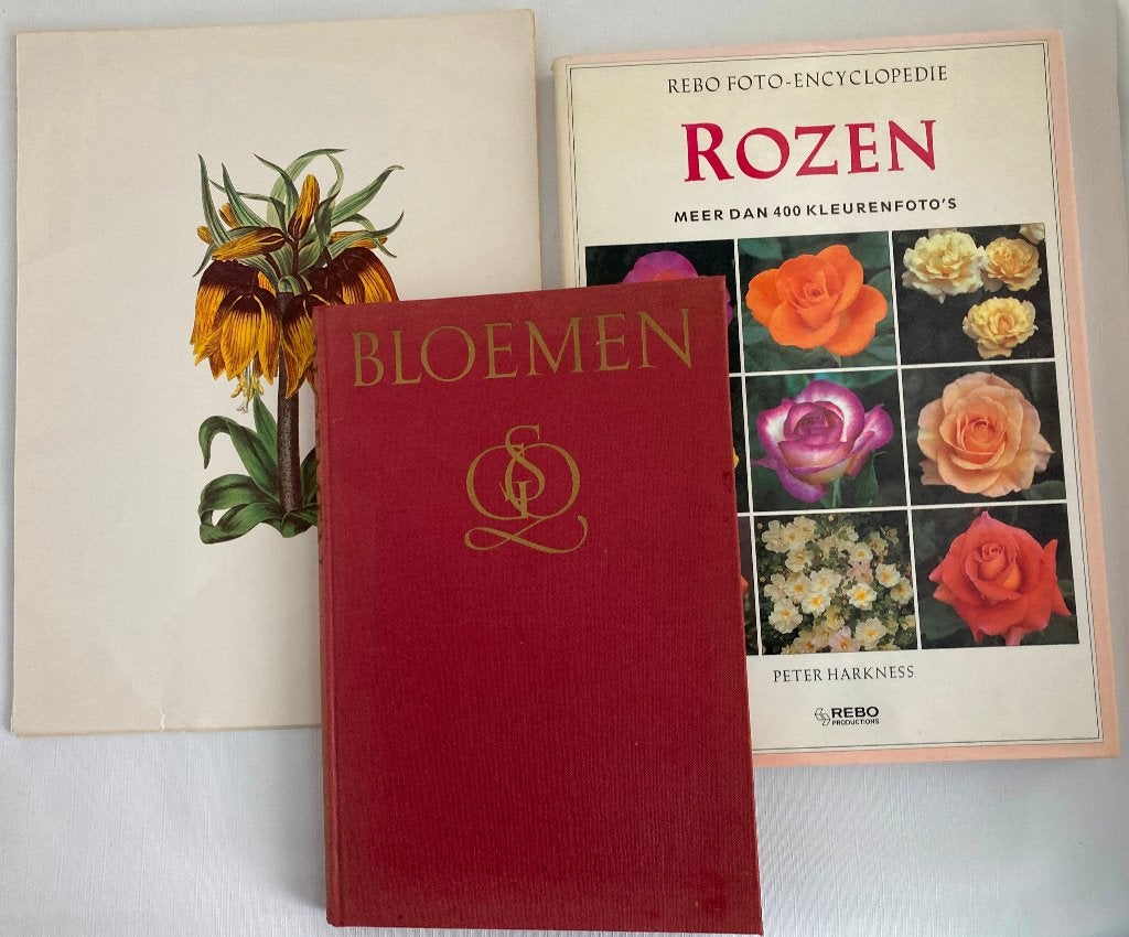 2 Bloemenboeken + 8 reproducties bloemenprenten J.P. Redouté, Gelezen, Bloemen, Planten en Bomen, Verzenden, Zie  beschrijving