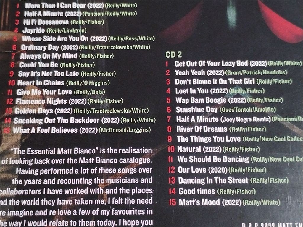 Matt Bianco ‎– The Essential Matt Bianco 2022 [Gesigneerd], Ophalen of Verzenden, Zo goed als nieuw, Pop, Gesigneerd