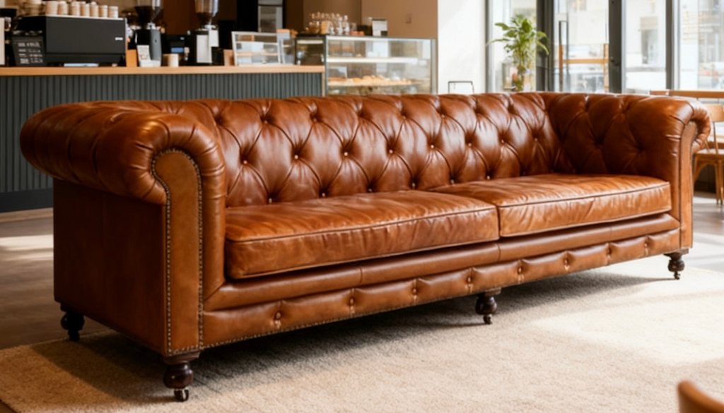 Twee prachtige NIEUWE chesterfield banken. Leder, Ophalen, 75 tot 100 cm, Rechte bank, Industrieel Chesterfield