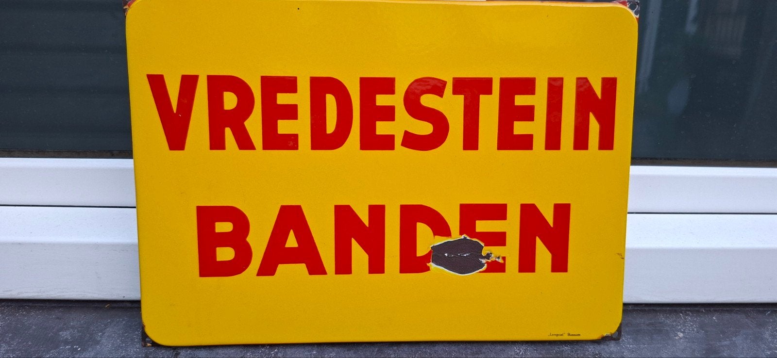 Emaille Vredestein bord 43.5 cm x 30.5 cm, Ophalen, Gebruikt, Reclamebord