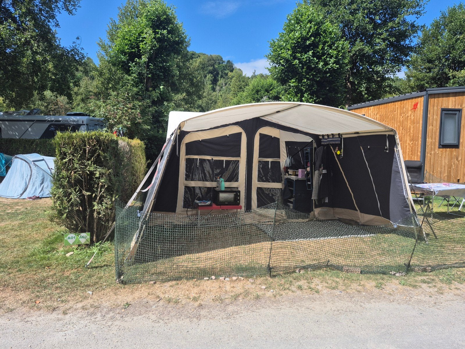 Trigano Odyssée GL vouwwagen (2018) met diverse extra's, Caravans en Kamperen, Ophalen, Trigano, Blauw, Aanwezig