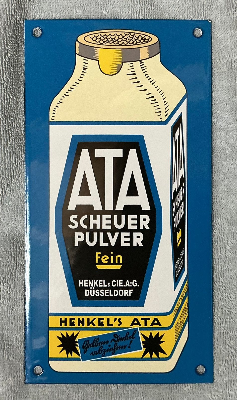Emaille deurpostje ATA, Ophalen of Verzenden, Gebruikt, Reclamebord