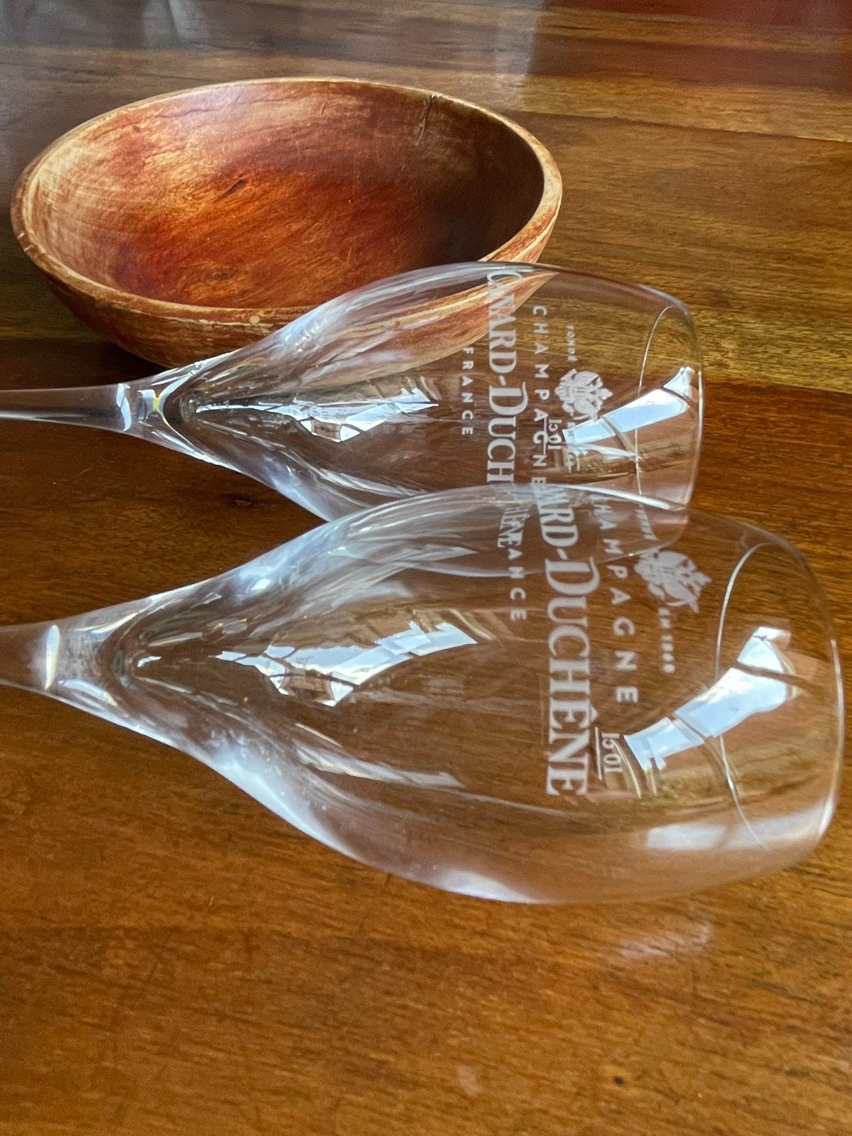 2 champagne glazen Canard Duchênne, mooi!, Ophalen of Verzenden