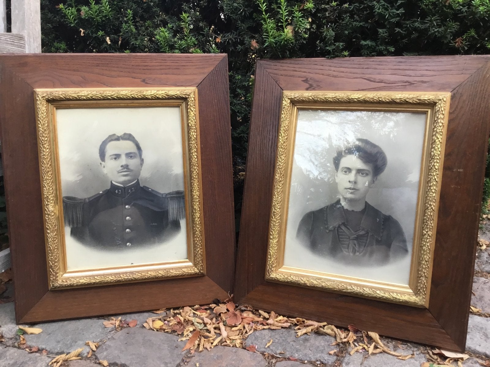 Antieke ingelijste foto's van man en vrouw, Ophalen of Verzenden, Foto, Fotografie, Achter glas