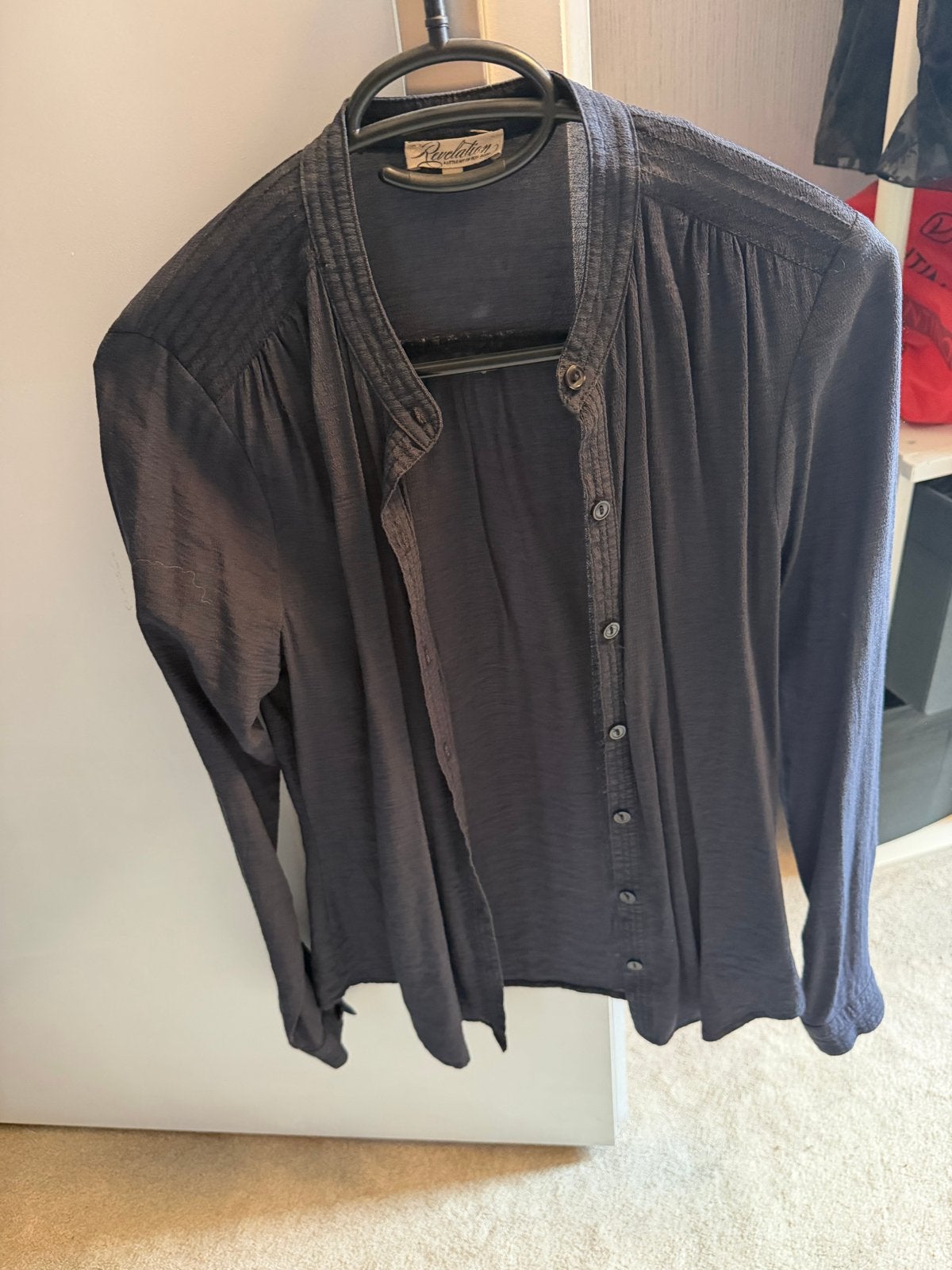 Donkerblauw/grijs blouse Revelation maat XS, Kleding | Dames, Ophalen of Verzenden, Zo goed als nieuw, Maat 34 (XS) of kleiner