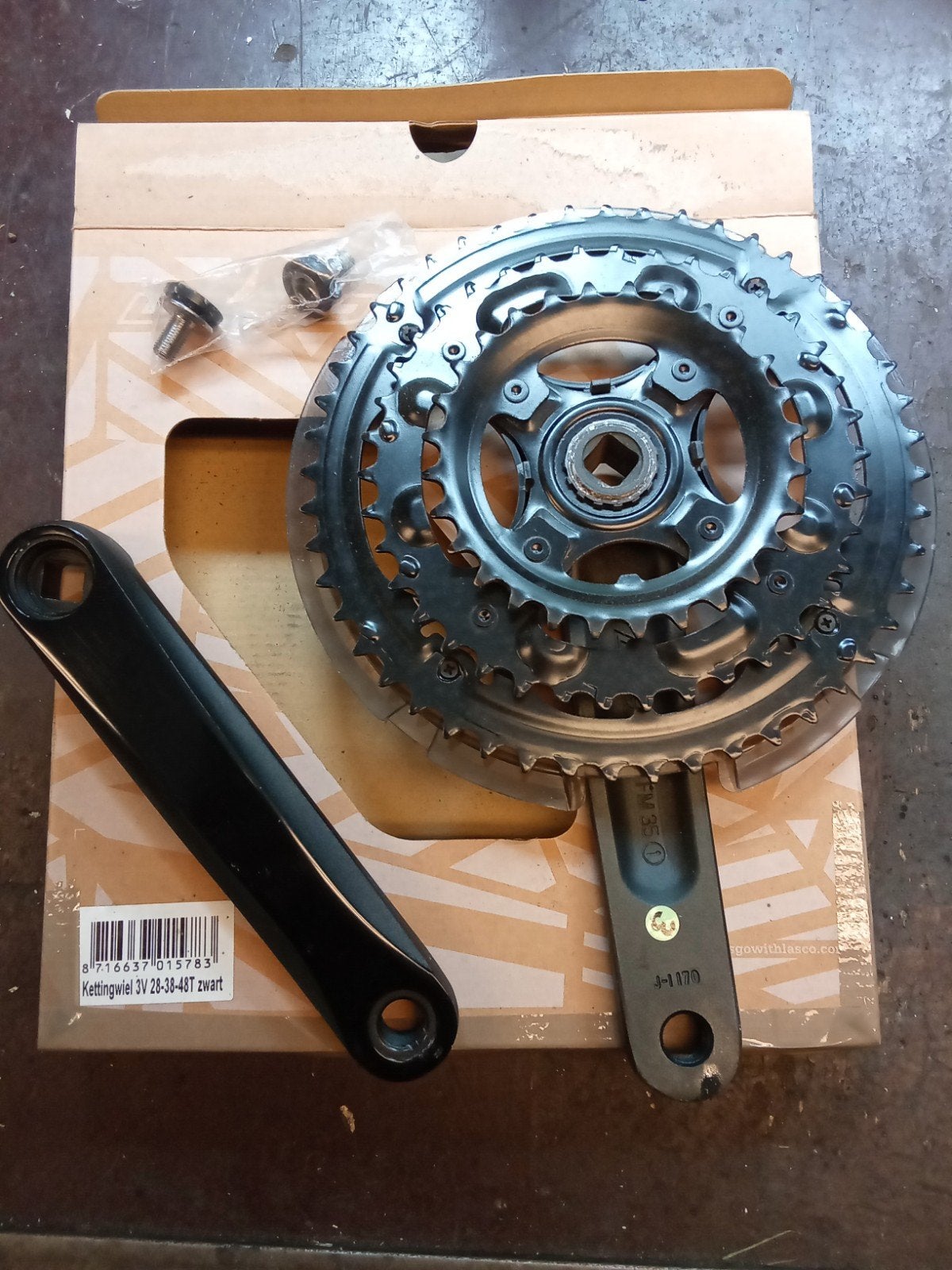 Crankstel met 3 tandwielen compleet, Ophalen of Verzenden