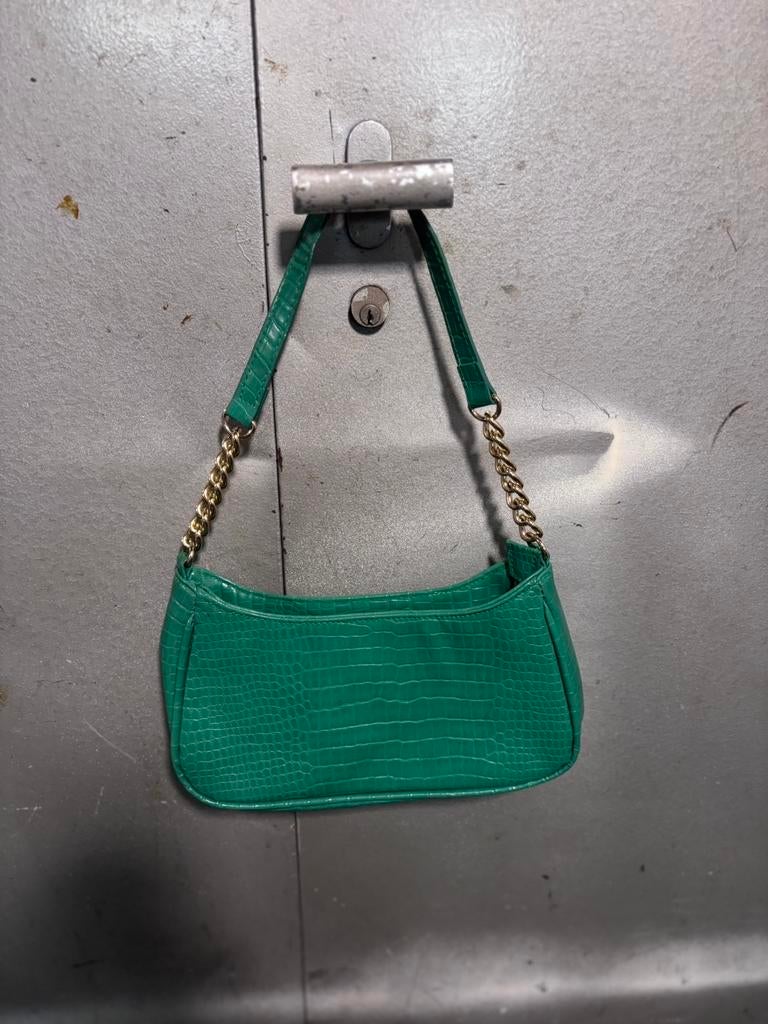 Drie kleine tasjes met krokodillenprint, Ophalen of Verzenden, Gebruikt, Groen, Schoudertasje