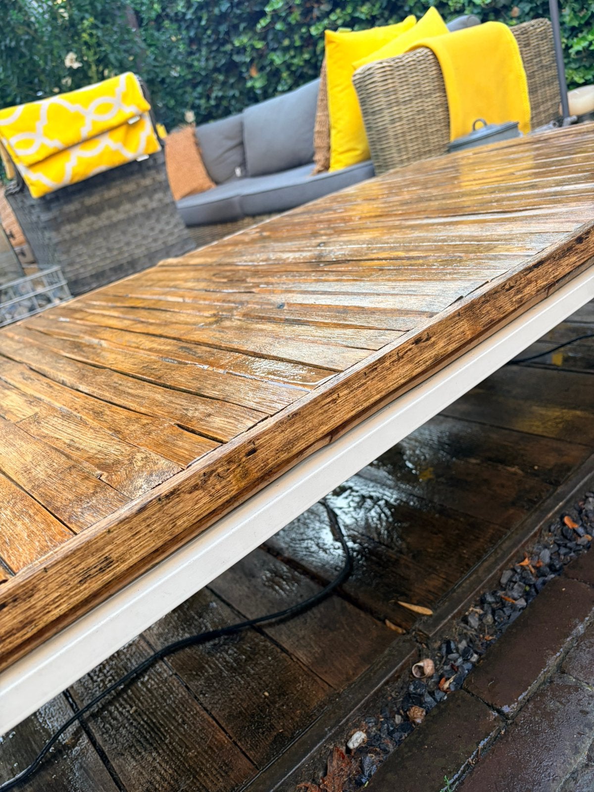 Super gave buitentafel 171x 75 cm, Ophalen, Gebruikt, Rechthoekig, Hout