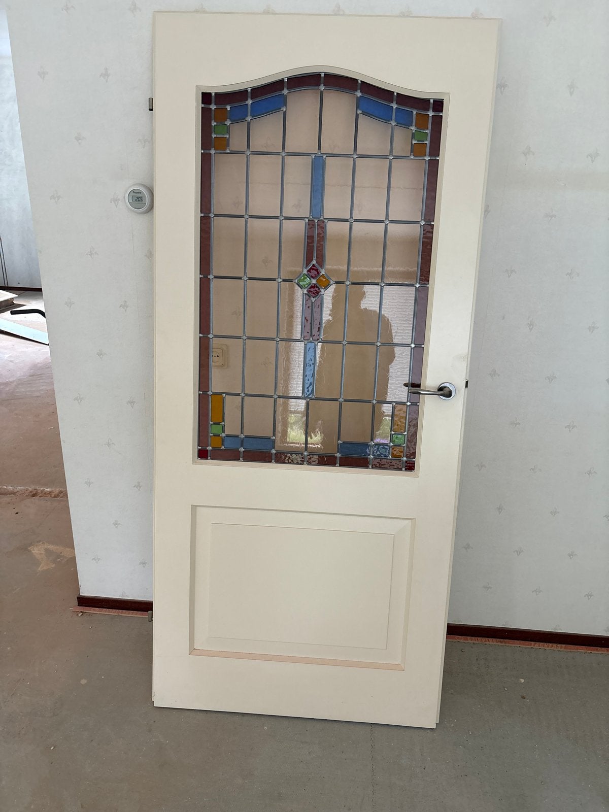 Binnendeur met glas-in-lood, zo goed als nieuw, Ophalen, 80 tot 100 cm, Binnendeur, Zo goed als nieuw