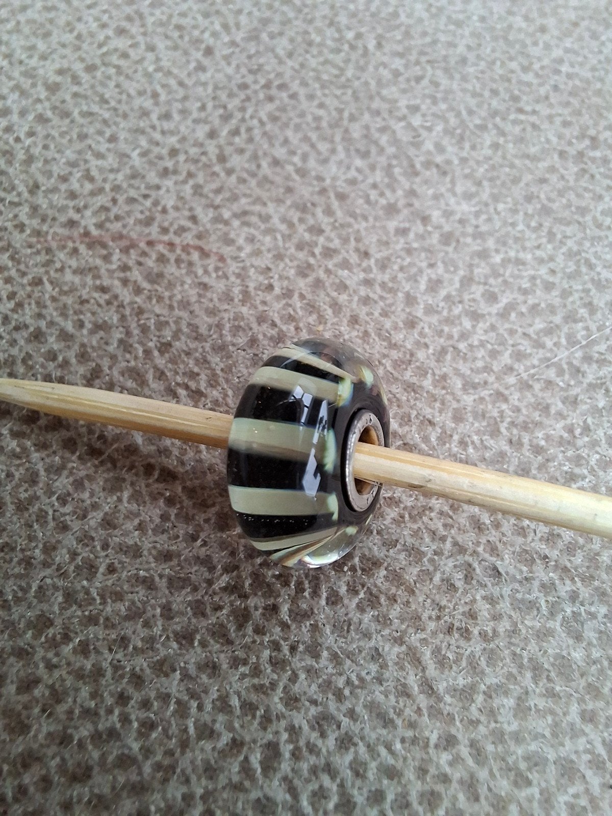 Trollbeads khaki streep, Glas of Kristal, Ophalen of Verzenden, Zo goed als nieuw, Trollbeads