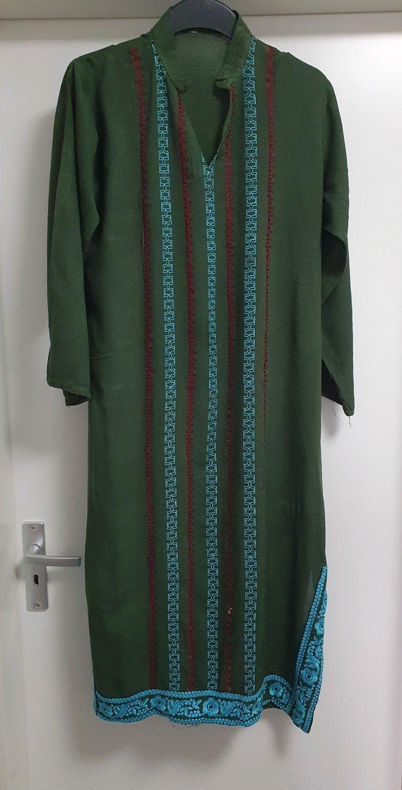 Groene jurk tuniek met borduursel - Maat L, Kleding | Dames, Maat 42/44 (L), Ophalen of Verzenden, Onbekend, Gedragen