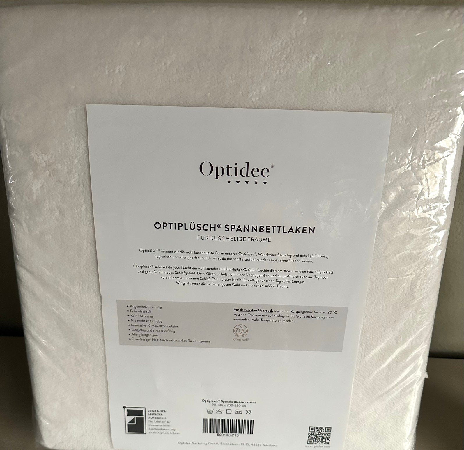 Optidee optipluche hoeslaken 90x200 crème. Nieuw, Hoeslaken of Sloop, Ademend, Nieuw, Ophalen of Verzenden