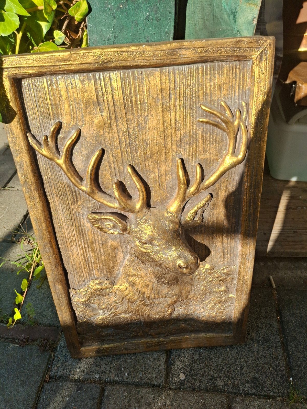 Woondecoratie Hertenkop Goud - 70x45cm, Ophalen, Gebruikt, Overige materialen, Landelijk