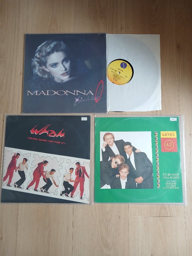3 Maxi singles jaren 80, Madonna, Wham en Level 42., Cd's en Dvd's, Vinyl Singles, LP, Gebruikt, Ophalen of Verzenden, Pop