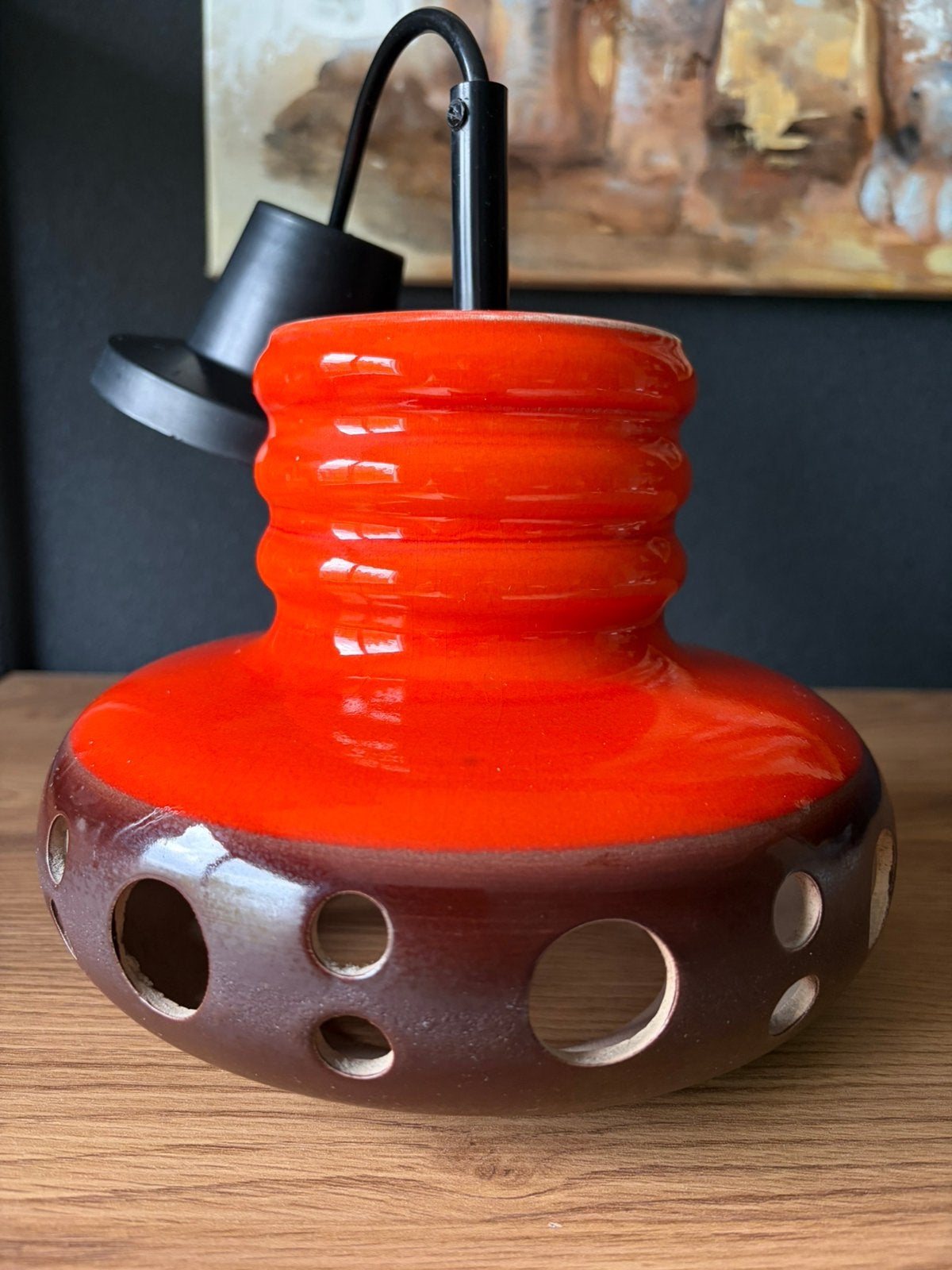 Herda 70s vintage oranje jaren hanglamp-Space Age🧡lavalamp, Space Age - Vintage Retro - Seventies, Keramiek, Zo goed als nieuw