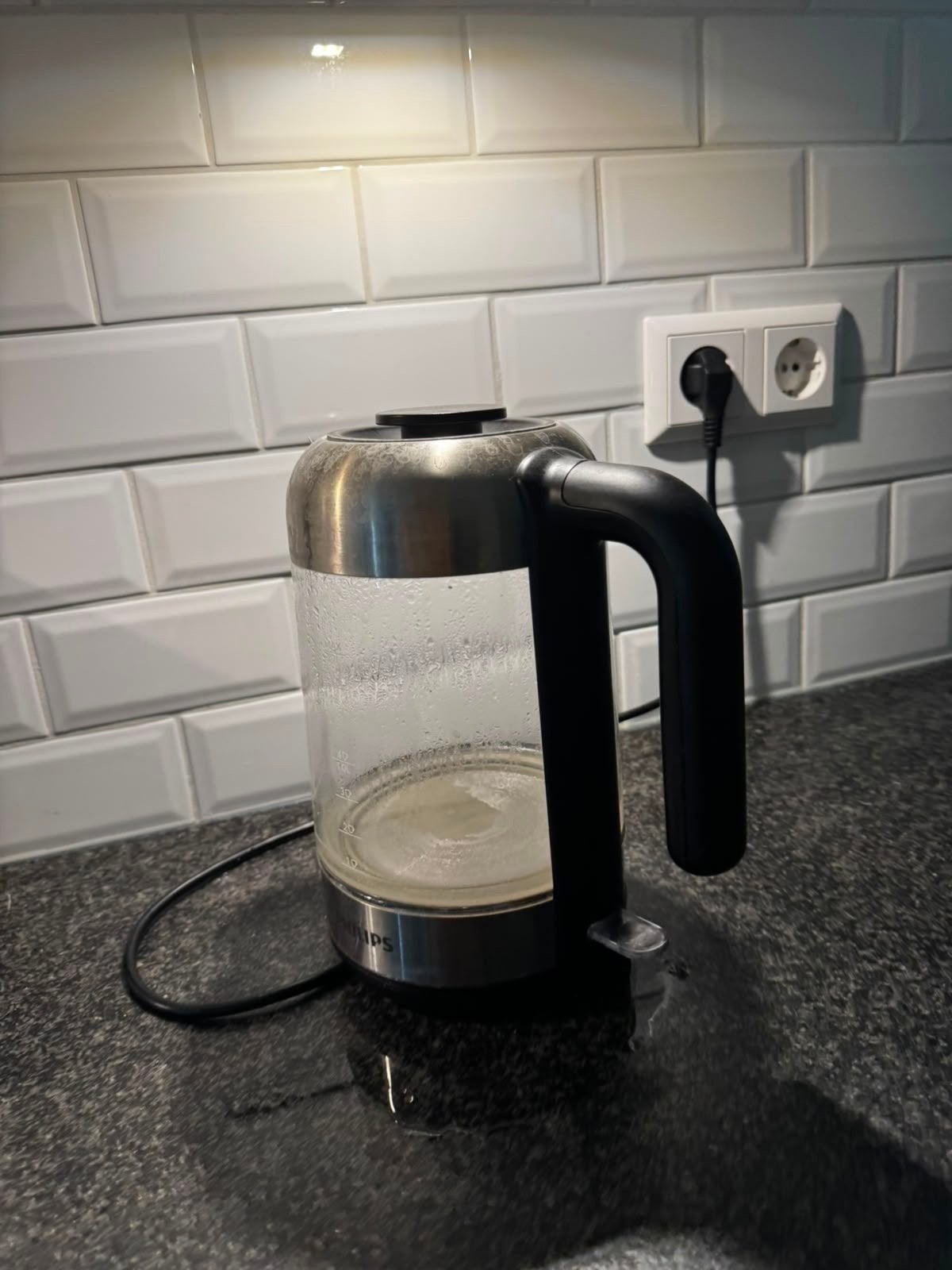 Philips waterkoker - Glas en RVS - 1.7L, 1 tot 2 liter, Ophalen, Gebruikt, Rvs