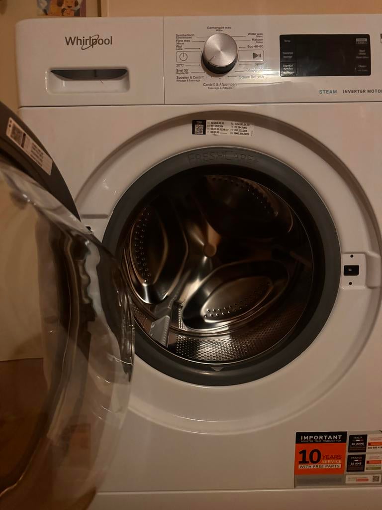 Whirlpool FFBBE 7469 BV - FreshCare+ Steam - 7kg Wasmachine, Ophalen of Verzenden, Zo goed als nieuw, Voorlader, Kort programma