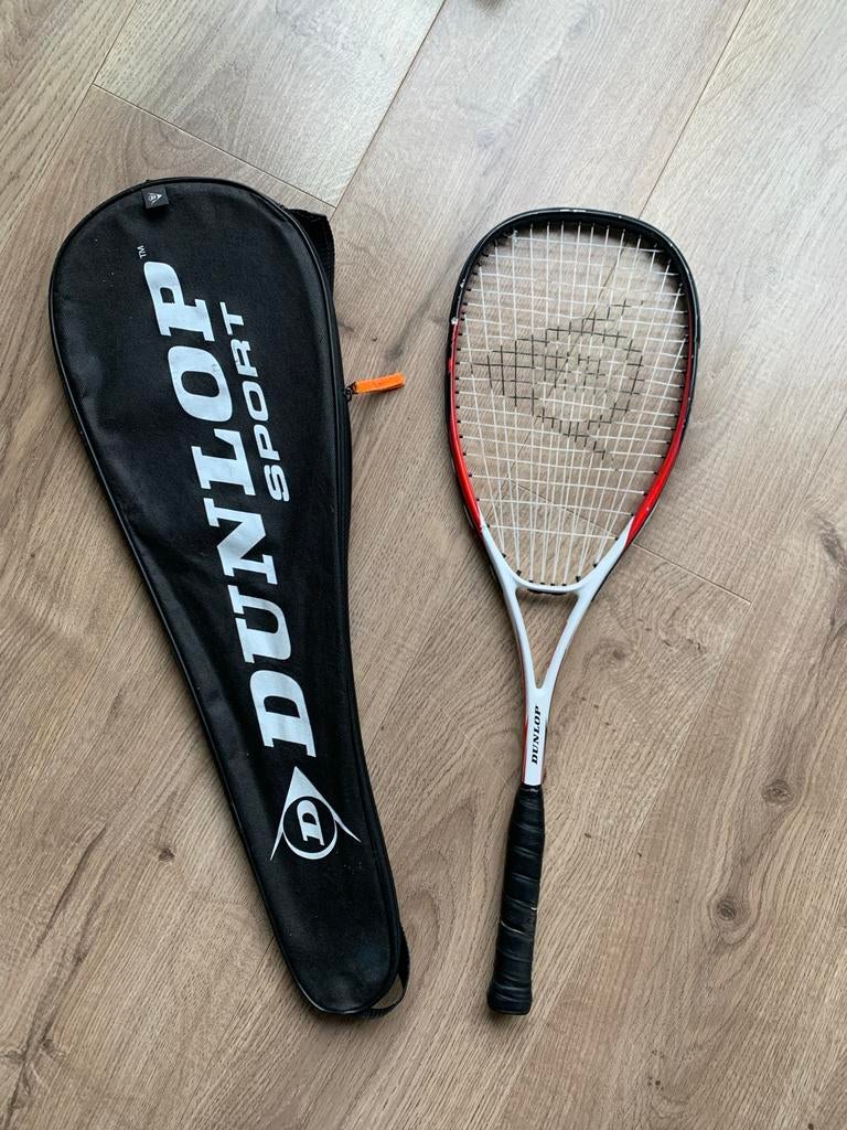 Dunlop squashracket met draagtas - Gebruikt, Sport en Fitness, Squash, Ophalen of Verzenden, Gebruikt, Racket, Met hoes