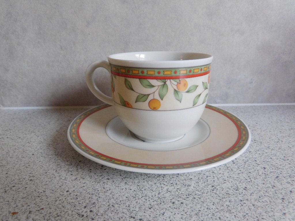 Kop en schotel Koffietijd Sinaasappel Art & Design, Huis en Inrichting, Keuken | Servies, Overige merken, Ophalen of Verzenden