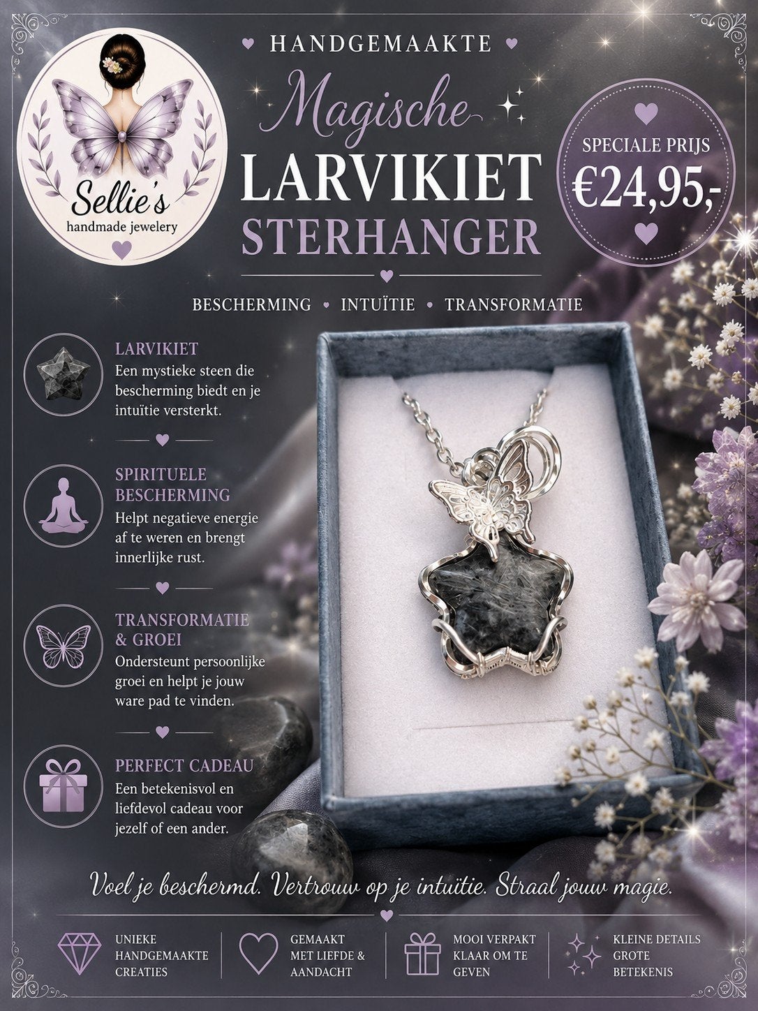 🦋 Sellie's handmade jewelery 🦋, Sieraden, Tassen en Uiterlijk, Kettingen, Nieuw, Ophalen of Verzenden, Steen of Mineraal, Met edelsteen