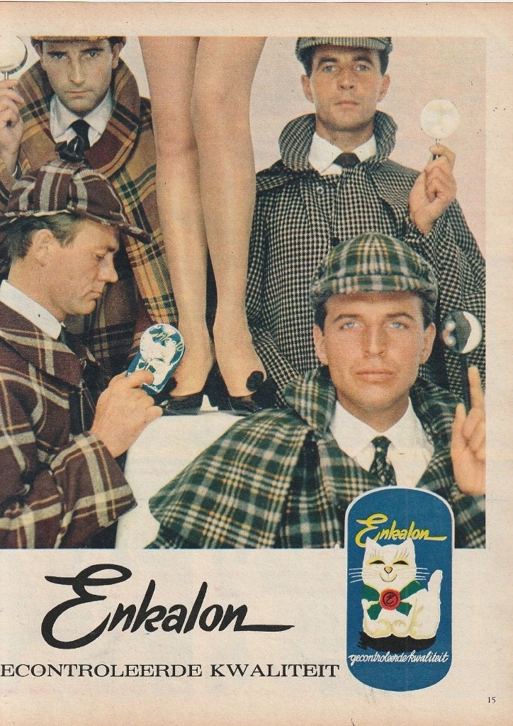 retro reclame 1962 Enkalon herenmode voor Sherlock, Verzamelen, Verzenden, Overige typen
