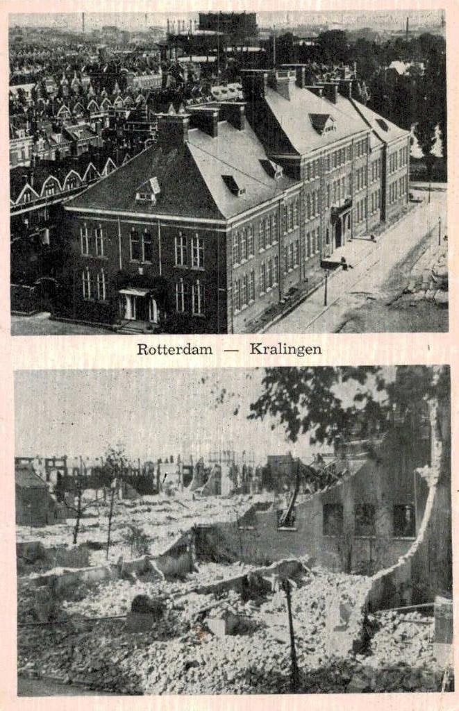 KRALINGEN Rotterdam: Voor en Na Bombardement 1940, Verzamelen, Ophalen of Verzenden, Zo goed als nieuw, 1940 tot 1960, Gebouw