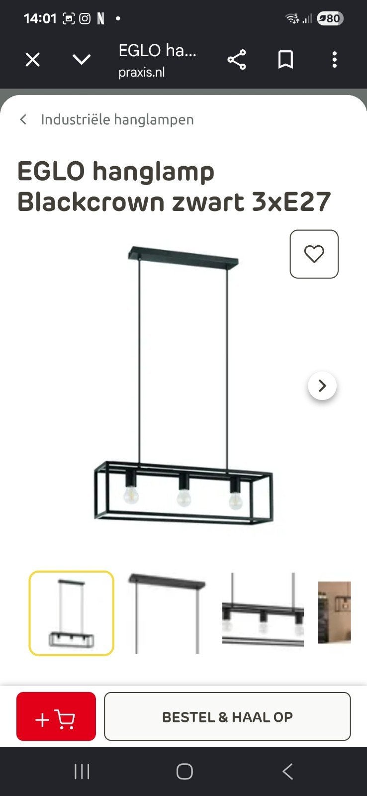 hanglamp industieeel, Ophalen