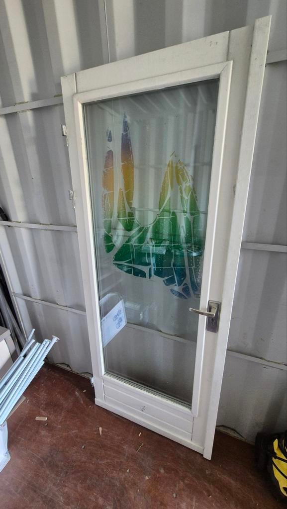 Hardhouten openslaande buitendeuren 205x81 cm, Ophalen, Gebruikt, 80 tot 100 cm, Buitendeur