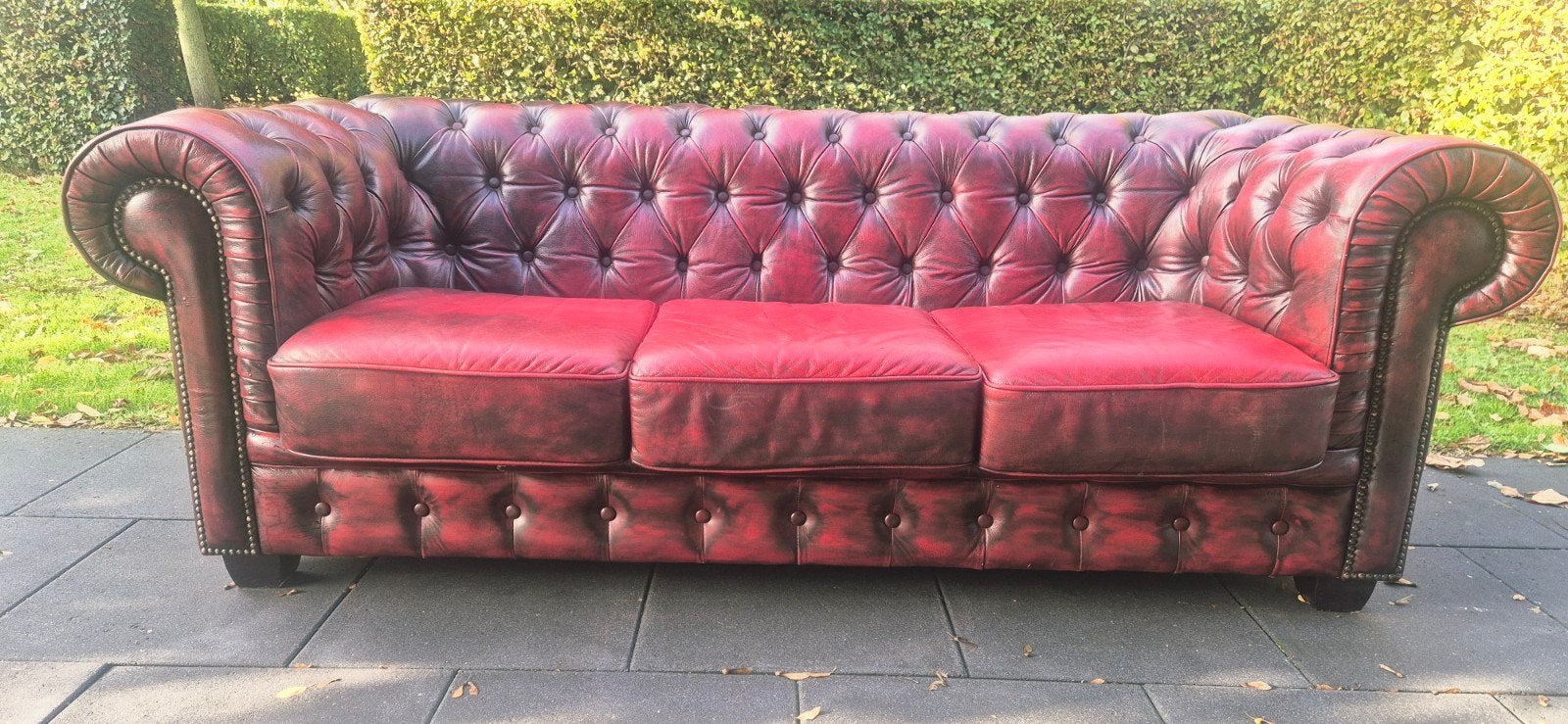 Chesterfield 3 zits bank 2.20 breed, Ophalen of Verzenden