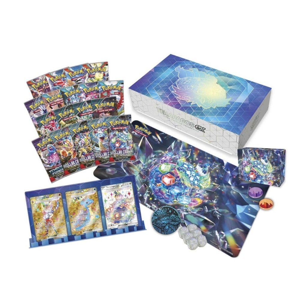 Pokémon Terapagos EX Ultra Premium Collection Box, Hobby en Vrije tijd, Ophalen of Verzenden, Nieuw, Boosterbox, Foil