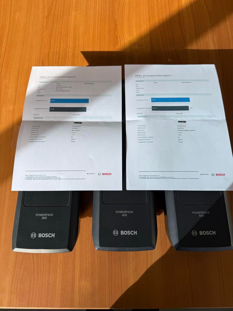 Diverse Bosch accu's met testrapport - PowerPack 400/500, Fietsen en Brommers, Fietsaccessoires | Fietsaccu's, Ophalen of Verzenden