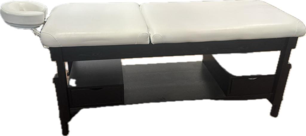 Massage tafel. Donkerbruin onderstel. Witte bekleding, Ophalen, Zo goed als nieuw, Massagetafel