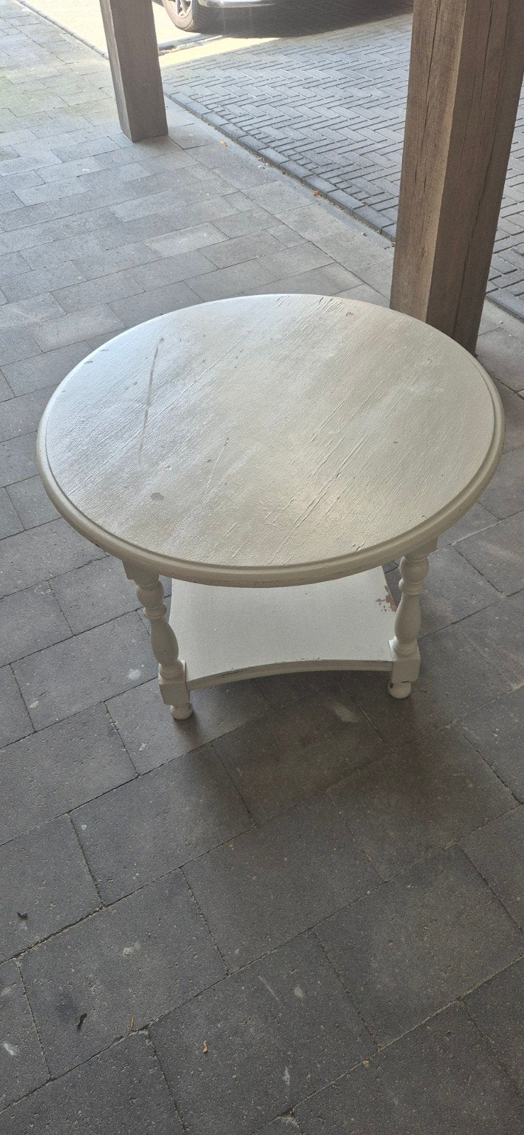 Houten (bijzet) tafel, 80cm., Gebruikt, Rond, 75 cm of meer, Hout