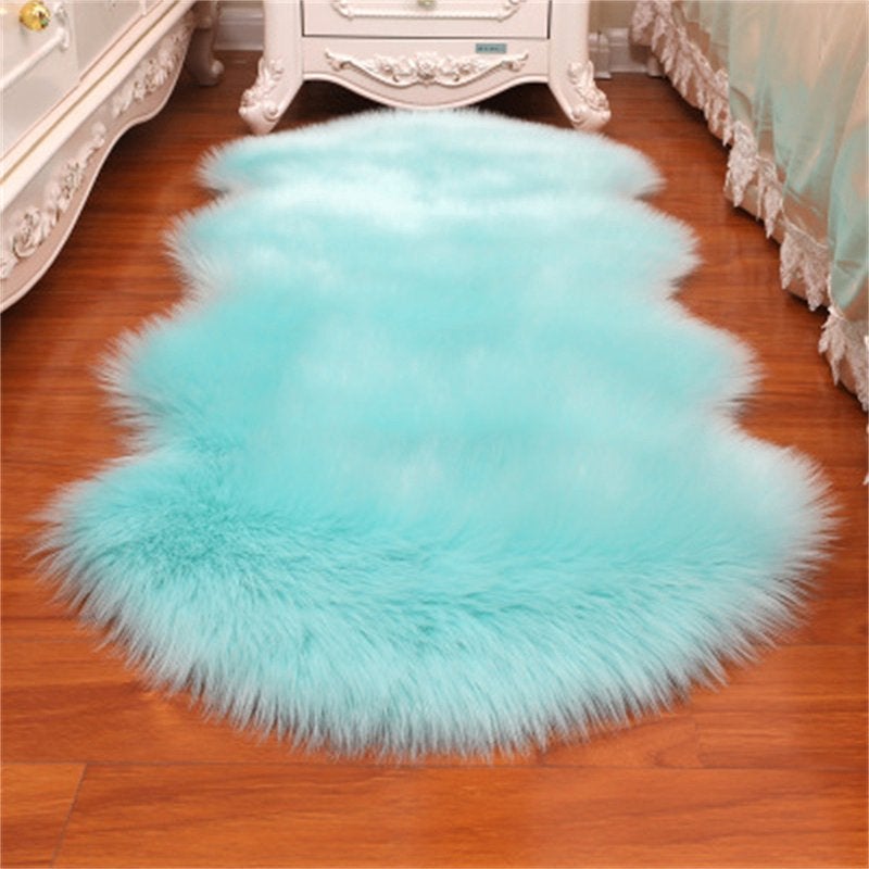 Blauw Schapenvacht Vloerkleed / Hoogpolig Kleed Tapijt, Overige vormen, Verzenden, Blauw, Nieuw