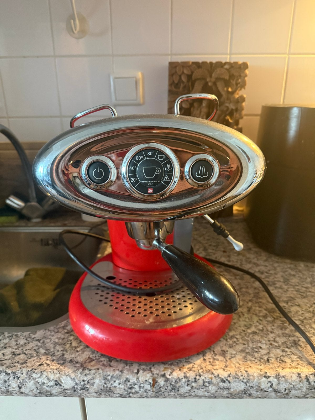Illy Francis - Rood Espresso Apparaat, Stoompijpje, Espresso apparaat, Gemalen koffie, Ophalen of Verzenden