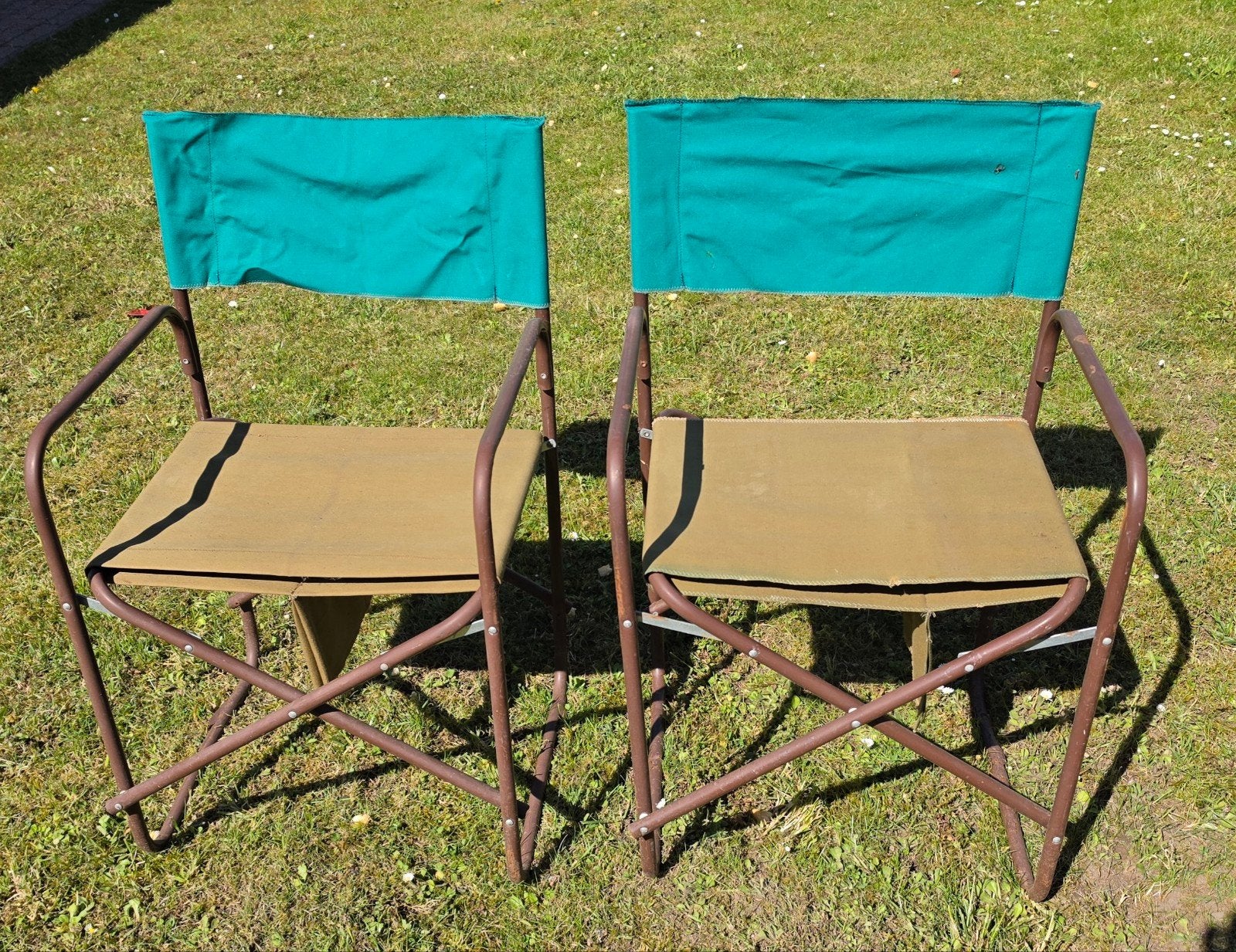 2 Vintage Campingstoelen visstoelen - Opvouwbaar, Caravans en Kamperen, Kampeermeubelen, Ophalen of Verzenden, Gebruikt, Campingstoel