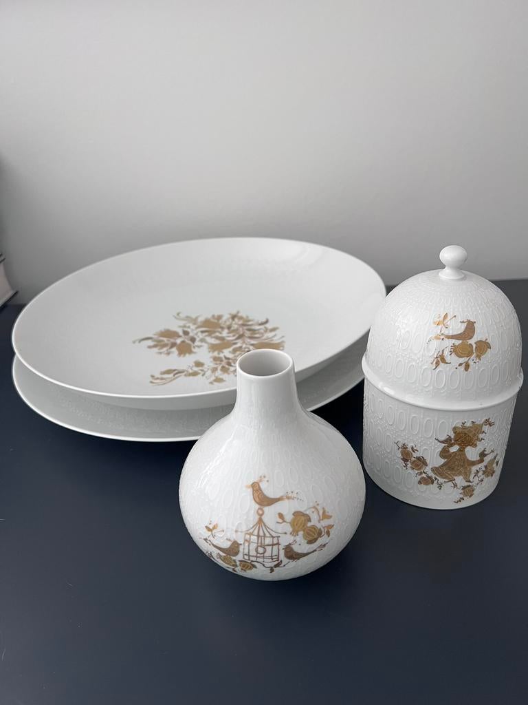 Vintage Rosenthal Björn set vaas schaal, bord en potje etc, Ophalen, Zo goed als nieuw, Porselein, Bord of Schaal