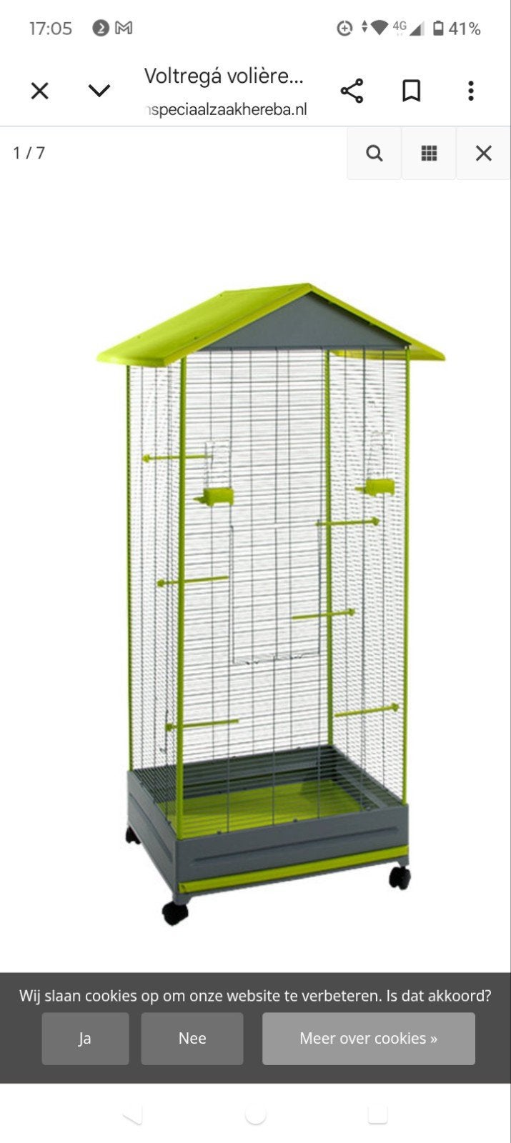 voltrega volière/vogelkooi 430 grijs/groen
afmetingen 79x67,, Dieren en Toebehoren, Ophalen, Zo goed als nieuw, Aluminium, Volière
