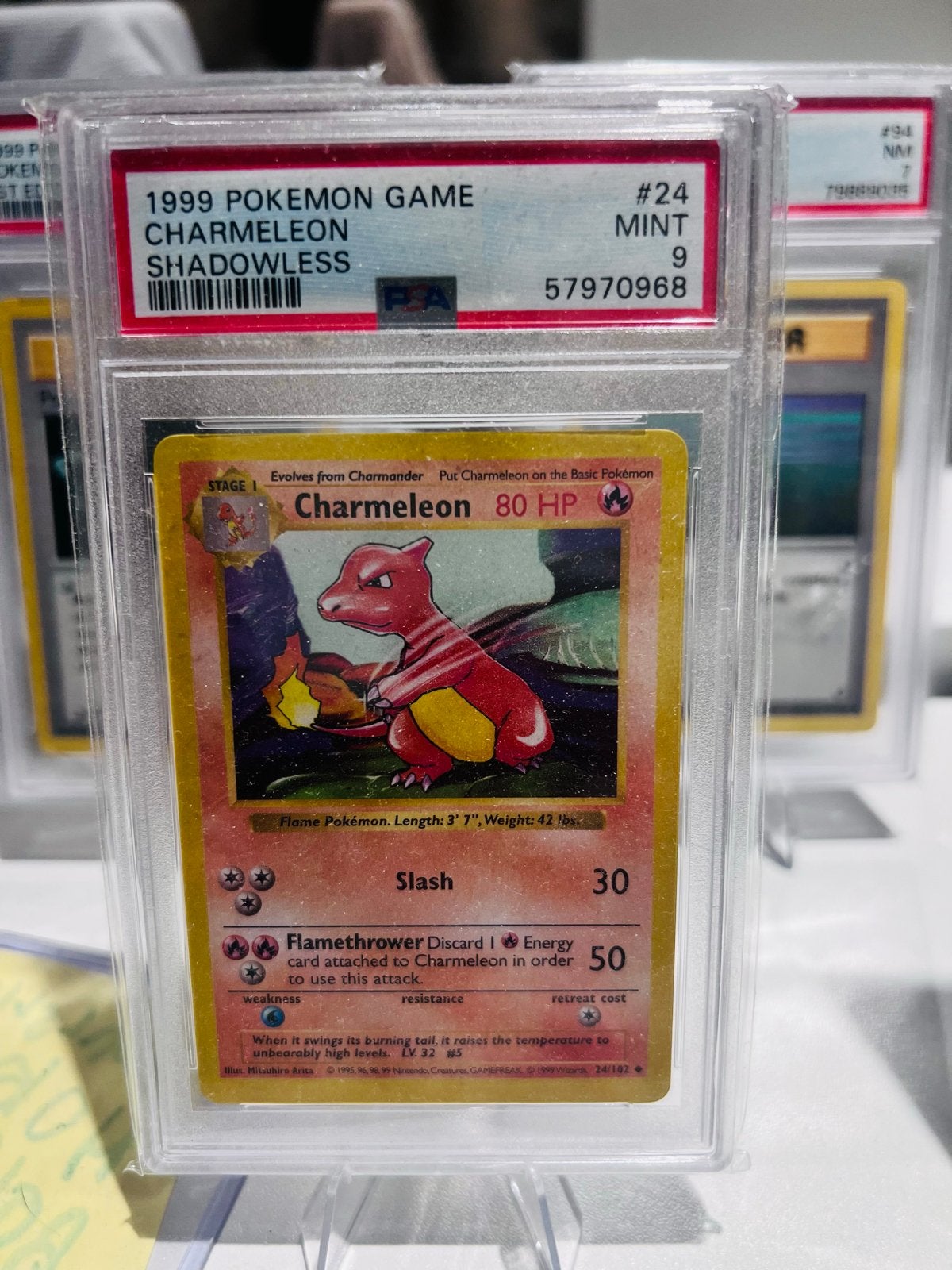 PSA 9 MINT Charmeleon Shadowless 1999 Pokémon Game, Ophalen, Zo goed als nieuw, Losse kaart