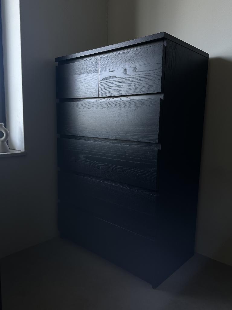 Ladekast IKEA (MALM) 80x123 Zwartbruin, Ophalen, 5 laden of meer, 100 tot 150 cm, Overige materialen