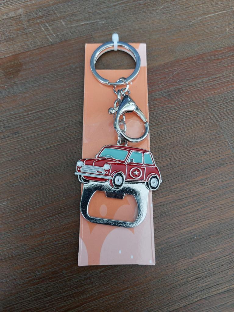 Sleutelhanger met flesopener - Mini Cooper design, Ophalen of Verzenden