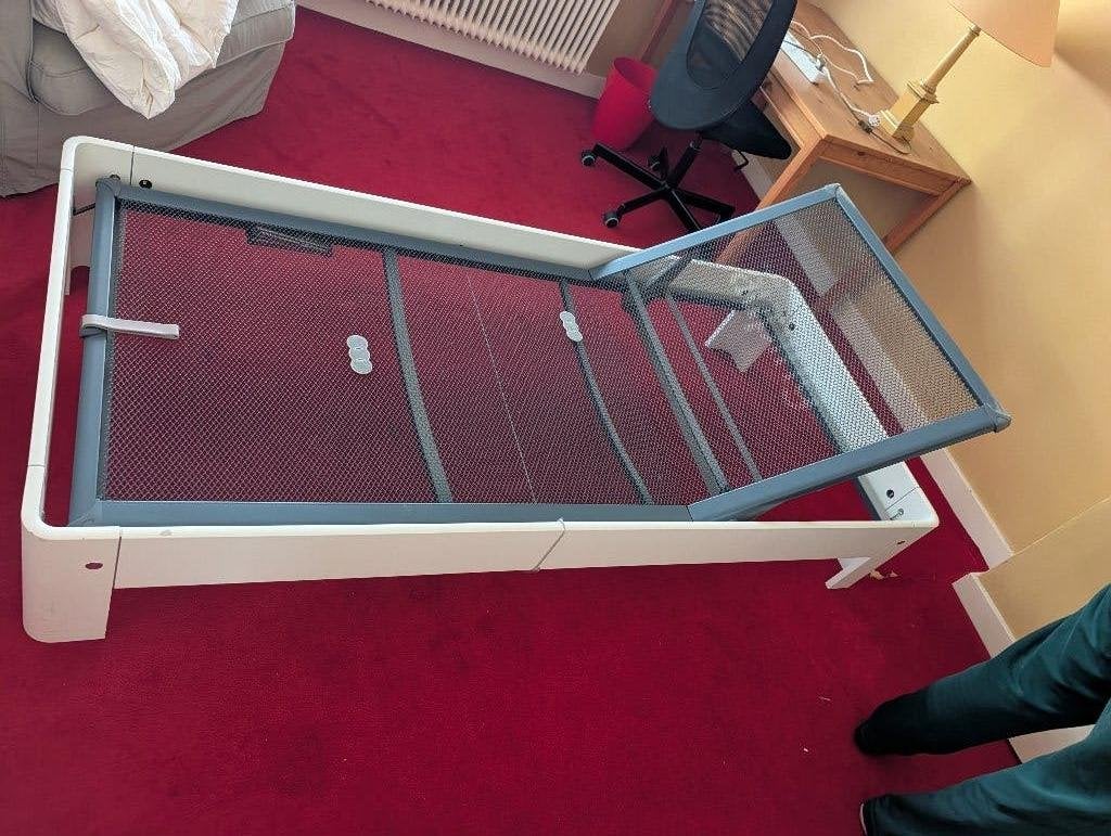 Auping Auronde wit 90x200 handverstelbare spiraal + matras, Ophalen, Gebruikt, 90 cm, Eenpersoons