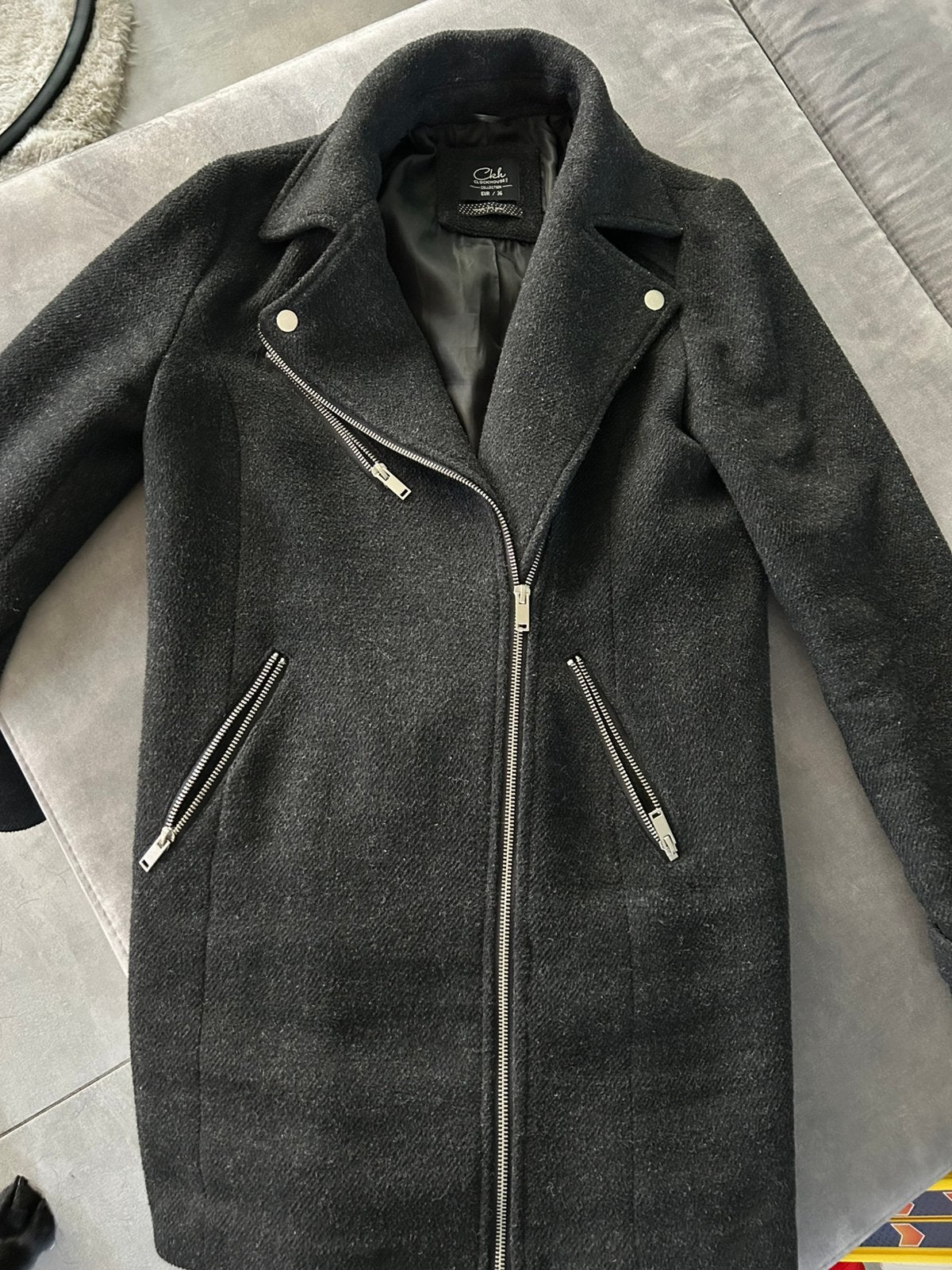 Grijze dames lange jas, Kleding | Dames, Ophalen, Zo goed als nieuw, Maat 36 (S), Grijs